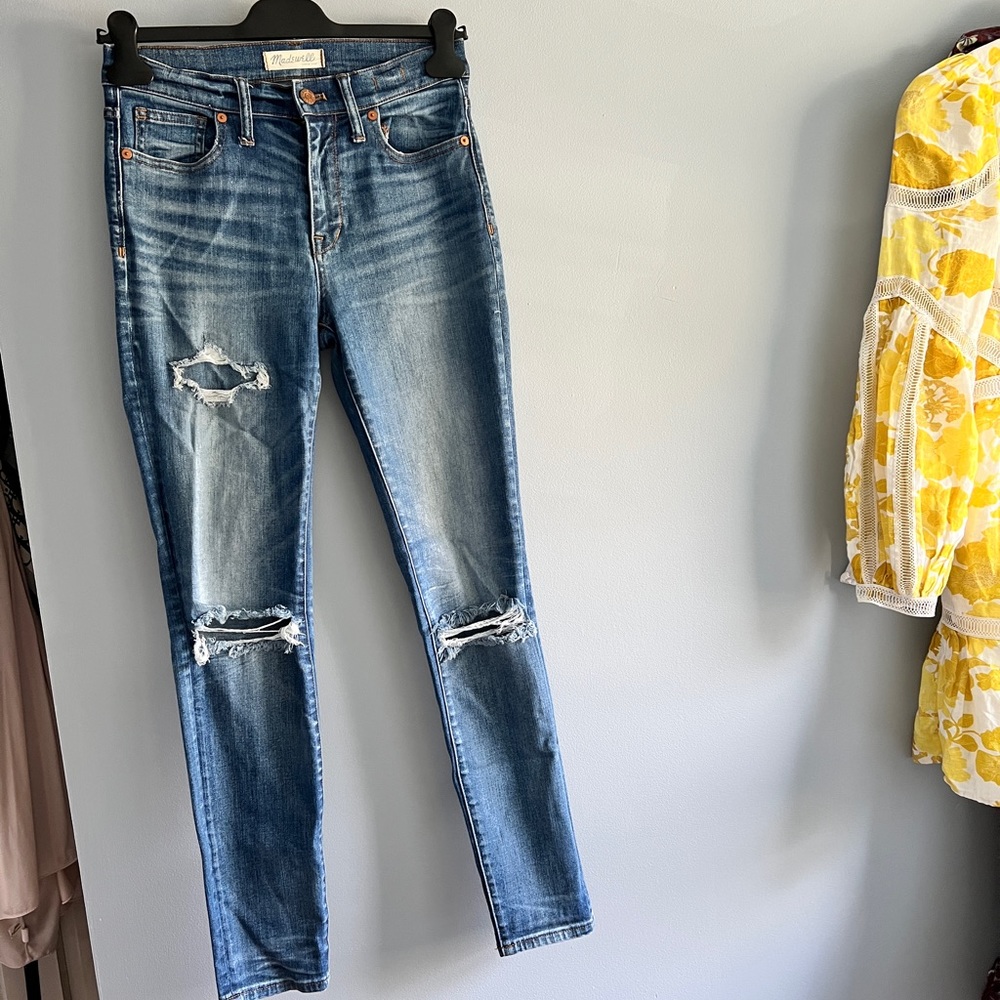 Madewell High-Rise Distressed Skinny Jeans – Size 26, Stretch Denim